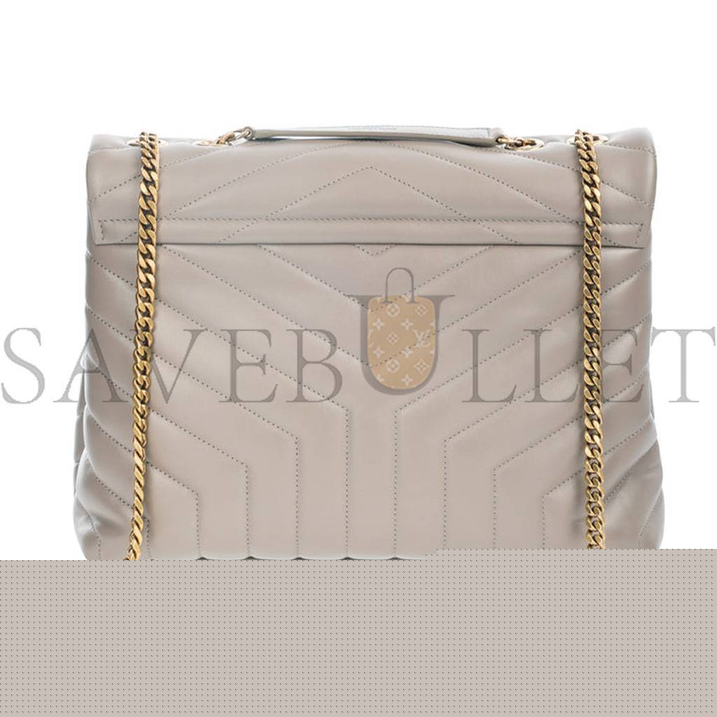 y*l Sa**t Lau*nt loulou greyish brown medium shoulder bag in quilted leather 392288 (32*22*11cm)